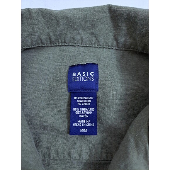 Bamboo Hawaiian Linen Rayon Rockabilly Tropical Island Shirt Size Medium Green - Picture 3 of 6